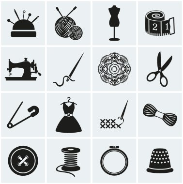 Sewing and needlework icons. Vector set. clipart