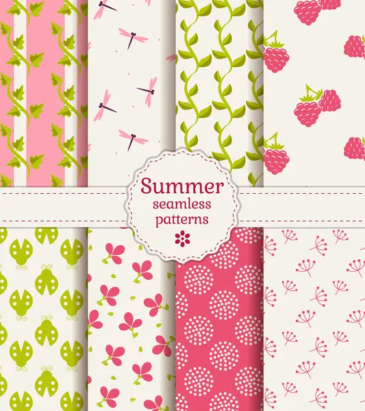 Seamless summer patterns. Vector set. —  Vetores de Stock