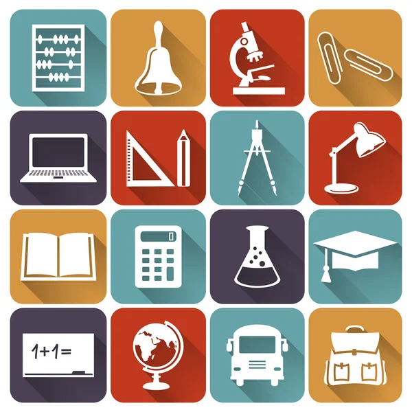 School and education flat icons. Vector set. — Stock Vector