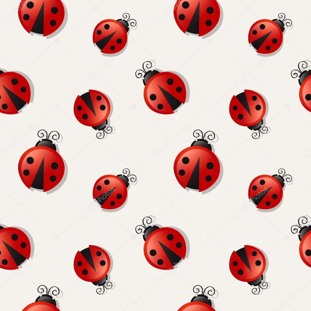 Seamless background with ladybugs. Vector illustration.