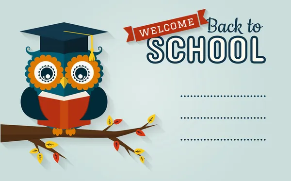 Back to school. Card with learned owl and a place for text. — Stock Vector