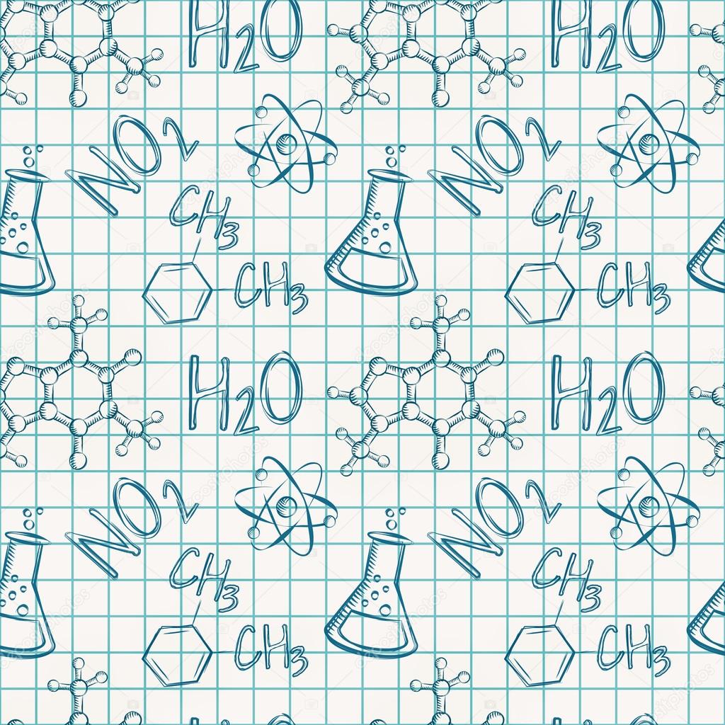 Chemical seamless pattern. Vector background.