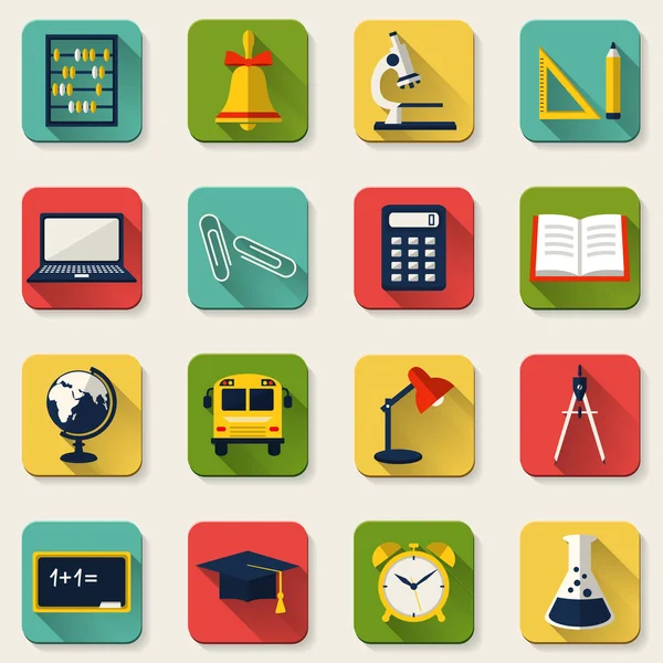 School and education flat icons. Vector set. — Stock Vector