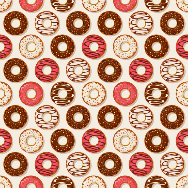 Donuts background. Vector seamless pattern. — Stock Vector