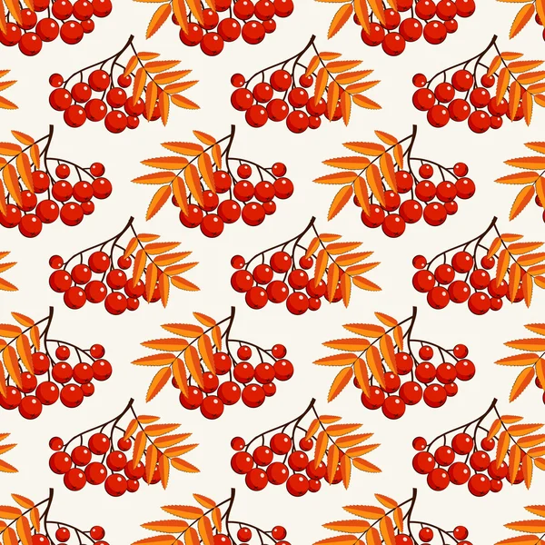 Patrón sin costuras de otoño con bayas de rowan. Fondo vectorial . — Vector de stock