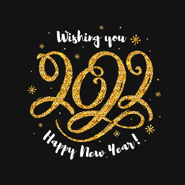 Feliz Ano Novo 2022 Cartão Saudação Com Letras Brilhantes Brilhando —  Vetores de Stock