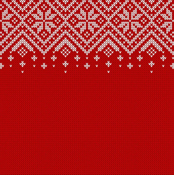 Knitted Background Copyspace Red White Sweater Pattern Christmas New Year — Stock Vector