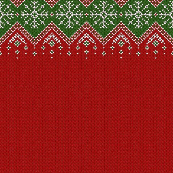 Knitted Background Snowflakes Copyspace Horizontally Seamless Pattern Christmas New Year — Stock Vector