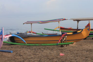 bali beach Endonezya, geleneksel tekneler