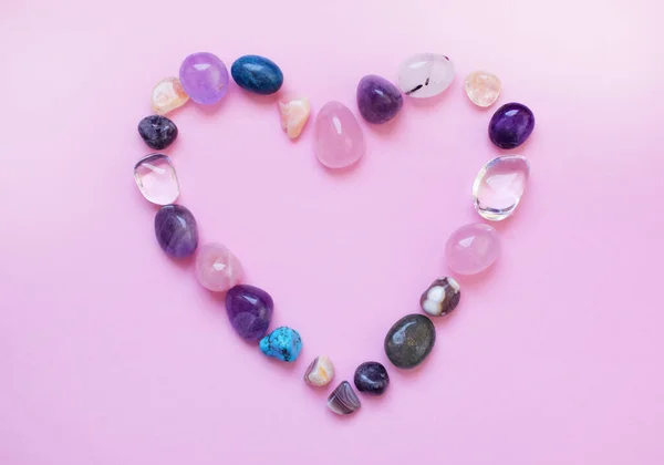 Heart Lined Natural Minerals Semi Precious Stones Different Colors Raw Royalty Free Stock Images