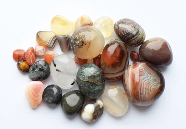 Multicolored Gemstones Tumbled Minerals Agates Various Sizes Bostwan Agate Stock Photo