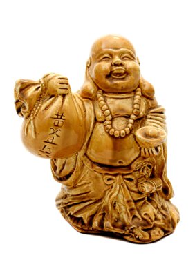 Buda netsuke, izole, beyaz zemin üzerine