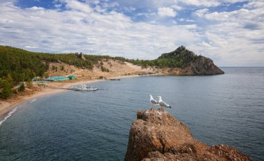 Deniz Baykal yukarıda kayalıklardan martılar