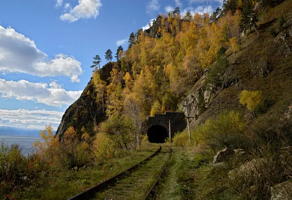 Otoño Ferrocarril Circum Baikal Lago Baikal Siberia —  Fotos de Stock