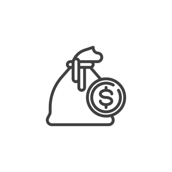 Pénz táska sor ikon — Stock Vector