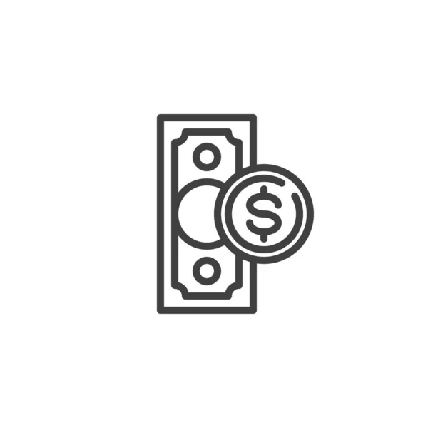 Ícone de linha de dinheiro do dólar — Vetor de Stock