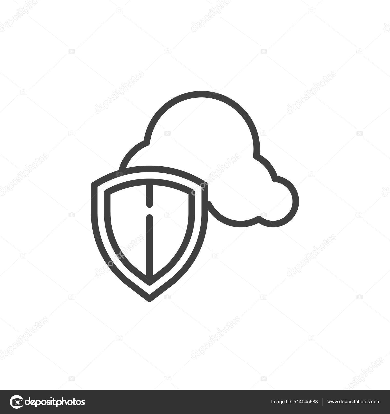 クラウドセキュリティシールドラインアイコン ストックベクター C Avicons