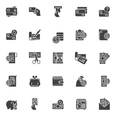 Finans ve bankacılık vektör simgeleri ayarlandı