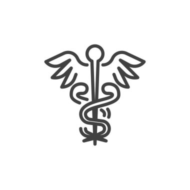 Medikal Caduceus çizgi simgesi