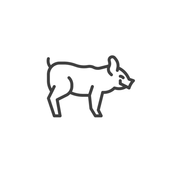 Ícone de linha animal de porco — Vetor de Stock