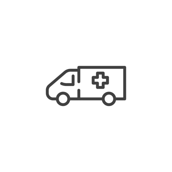 Icono de línea de coche ambulancia — Vector de stock