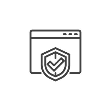 Web sitesi güvenlik kalkan çizgisi simgesi