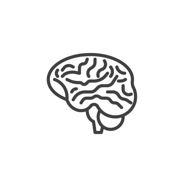 Icona della linea anatomica del cervello umano — Vettoriale Stock