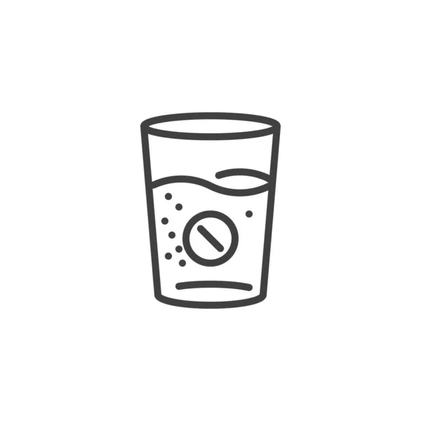 Effervescent aspirin tablet glass line icon — Stockový vektor