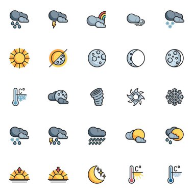 Hava tahmini ana hatları doldurulmuş simgeler