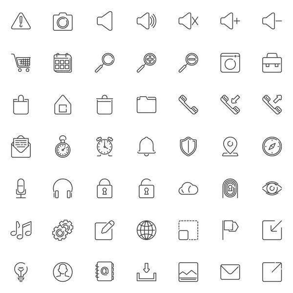 Conjunto de iconos de línea de interfaz básica — Vector de stock