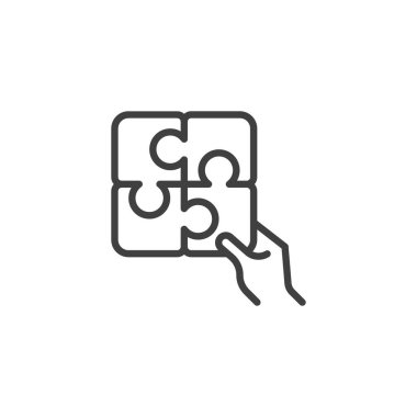 Takım çalışması bulmaca çizgisi simgesi