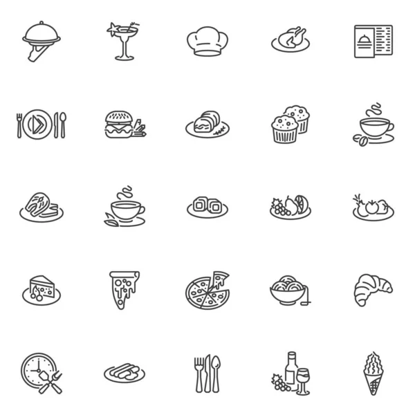 Restaurant meal line icons set — Stock Vector