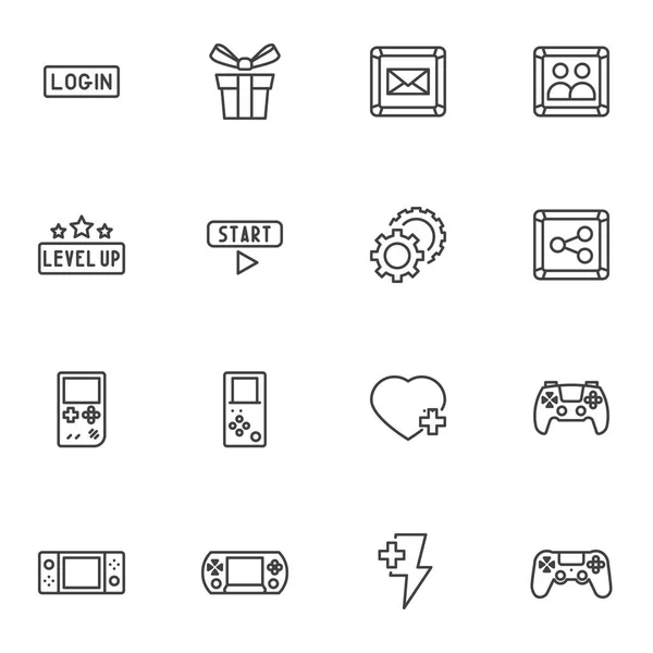 Videospel linje ikoner som — Stock vektor