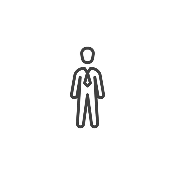 Homme d'affaires avec l'icône de ligne de cravate — Image vectorielle