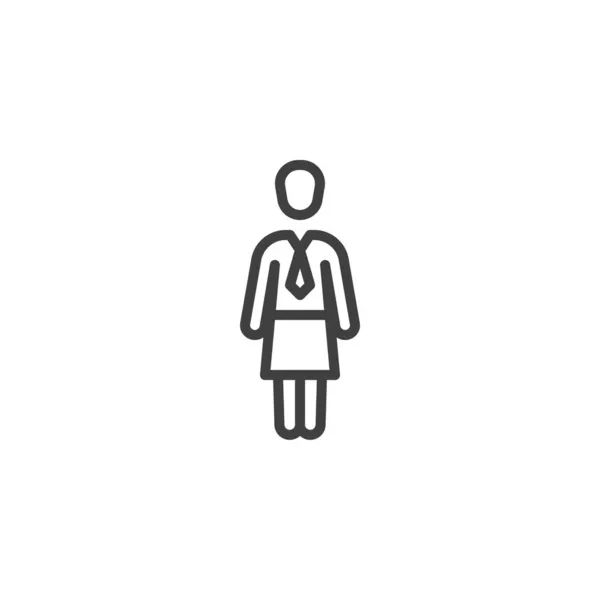 Businesswoman with necktie line icon — Stock Vector