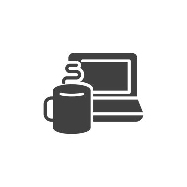 Laptop ve kahve fincanı vektör simgesi