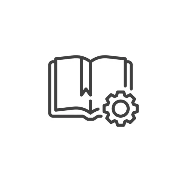 Gear book line icon — Stock Vector