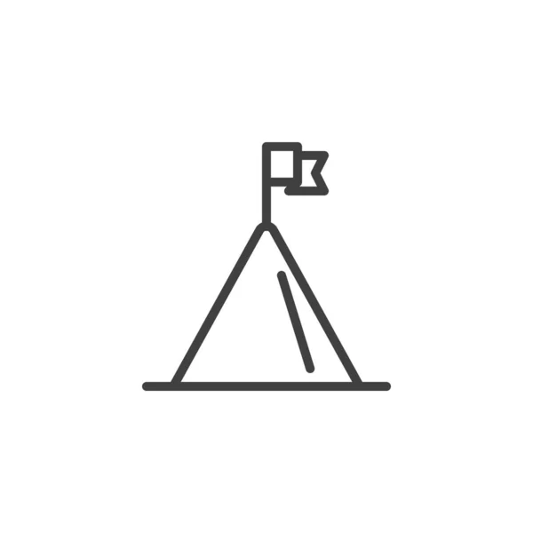 Vlajka na horském horním řádku ikony — Stockový vektor