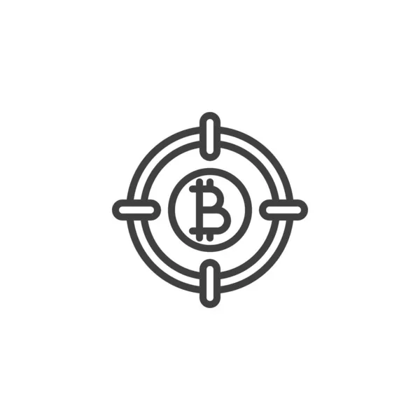 Bitcoin Ícone de linha de destino — Vetor de Stock