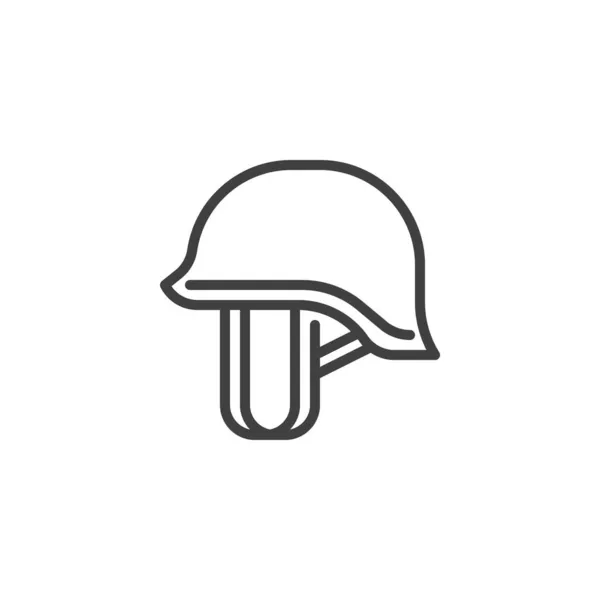 Icône ligne casque militaire — Image vectorielle