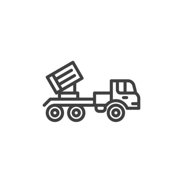 Militärt fordon med raketgevär linje ikon — Stock vektor