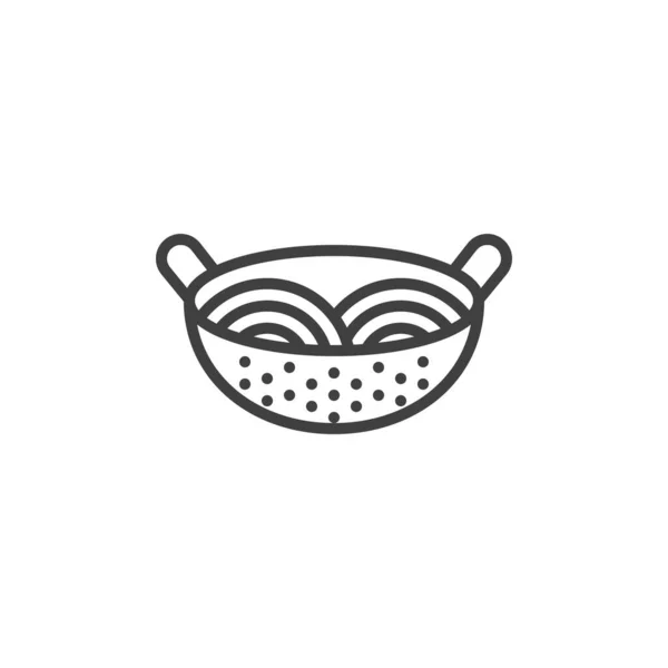 Spilling noodles line icon — Stock Vector