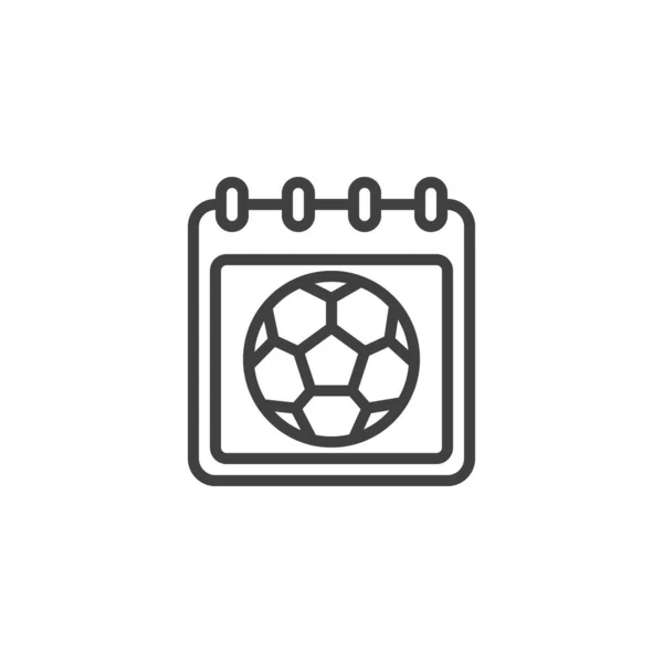 Calendario de fútbol recordatorio icono de línea — Vector de stock