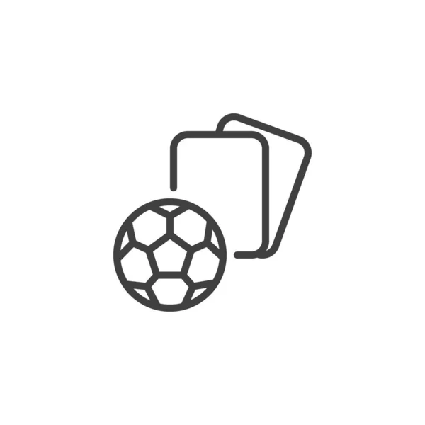 Fotboll och domarkort linje ikon — Stock vektor