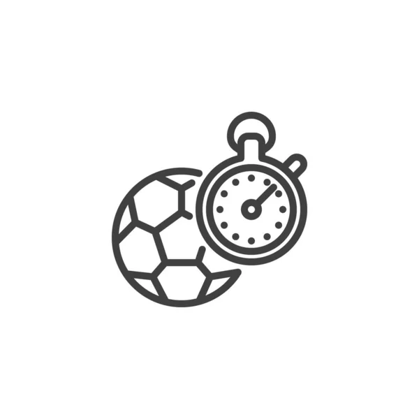 Futbol topu ve kronometre çizgisi simgesi — Stok Vektör