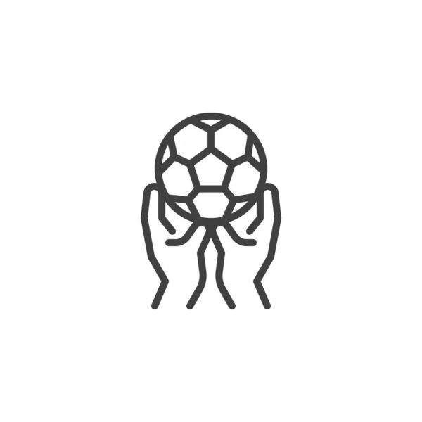 Ruka s ikonou fotbalové míče — Stockový vektor