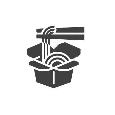 Noodle box and chopsticks vector icon vector
