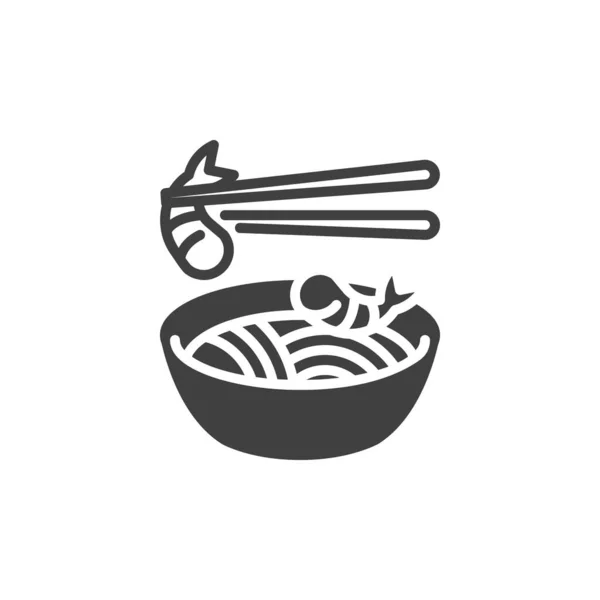 Noodles with shrimp vector icon — Stock Vector