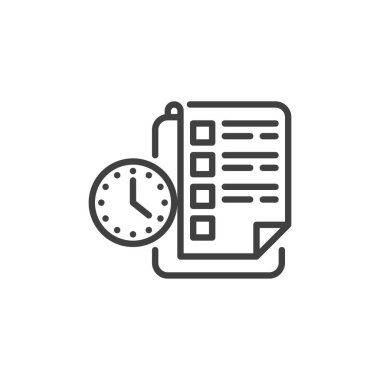 Planlama, kontrol listesi ve saat çizgisi simgesi