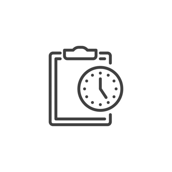 Portapapeles con icono de línea de reloj — Archivo Imágenes Vectoriales